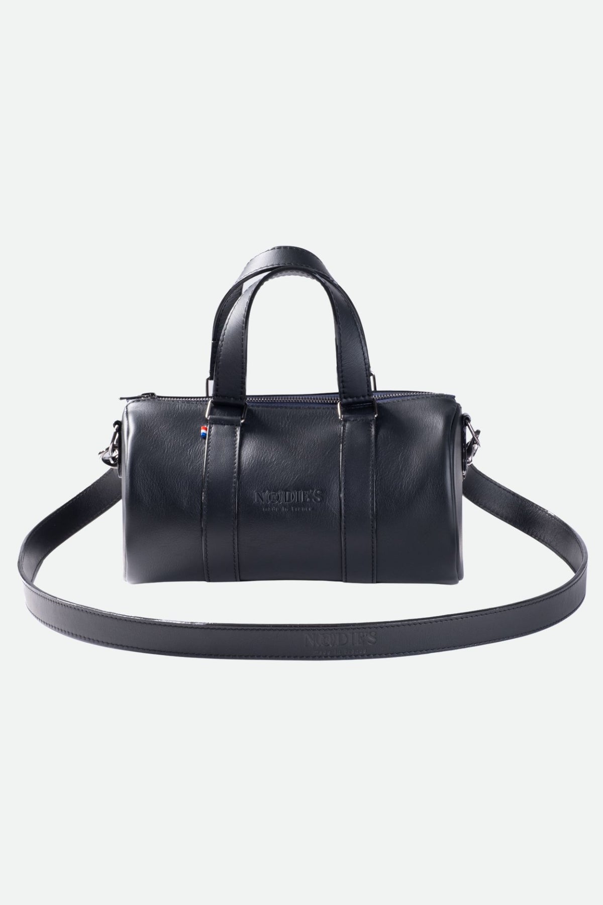 Sac bowling cuir femme noir lisse - Jim - cuir noir lisse
