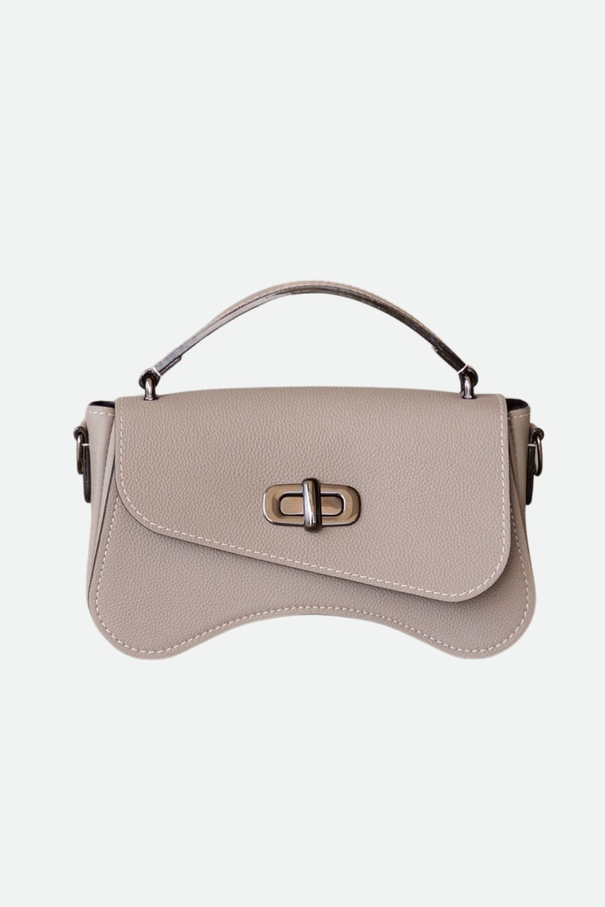 Sac forme baguette cuir gris grainé - L'iconique de Nodie's - gris grainé